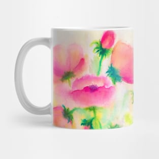 Pink poppies watercolor painting Mug